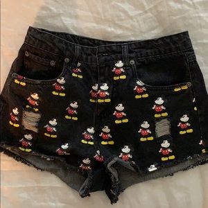 Black Jean Mickey Mouse shorts